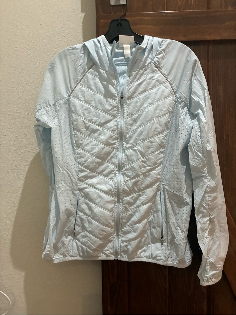 Zella Light Blue Quilted Hooded Jacket